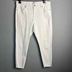 Pistola White Denim Jeans Raw Hem Ankle Crop Stretch‎ Casual Size 32 26" Inseam